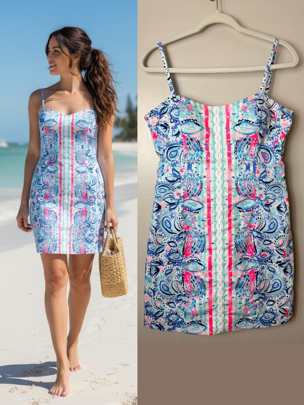 LILLY PULITZER DRESS 6 PINK BLUE SHORT MINI COCKTAIL TROPICAL VACATION COASTAL